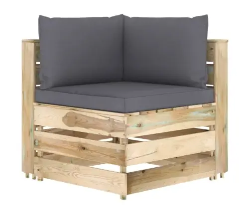 4-Daļīgs Dārza Atpūtas Mēbeļu Komplekts Ar Matračiem, Koks Vidaxl