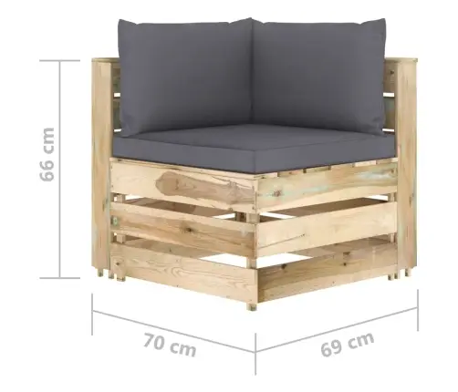 4-Daļīgs Dārza Atpūtas Mēbeļu Komplekts Ar Matračiem, Koks Vidaxl