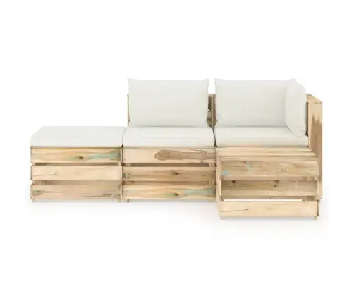 4-Daļīgs Dārza Atpūtas Mēbeļu Komplekts Ar Matračiem, Koks Vidaxl