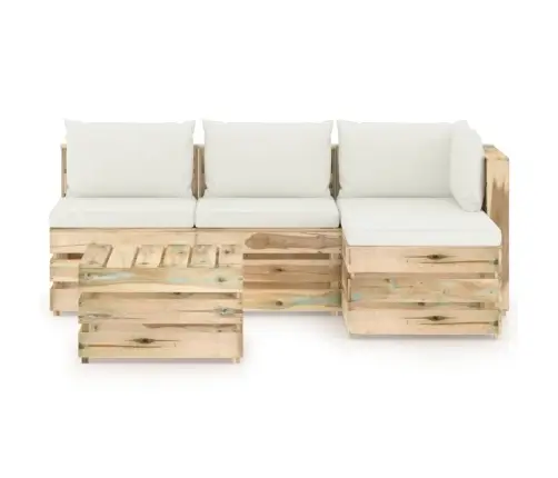 5-Osaline Aiamööblikomplekt Patjadega Roheimmutatud Puit