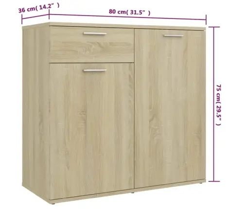 Kumode, Ozolkoka Krāsa, 160X36X75 Cm, Inženierijas Koks Vidaxl