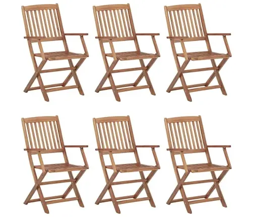 Saliekami Dārza Krēsli Ar Matračiem, 6 Gab., Akācijas Masīvkoks Vidaxl