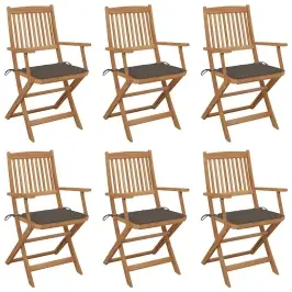 Saliekami Dārza Krēsli Ar Matračiem, 6 Gab., Akācijas Masīvkoks Vidaxl