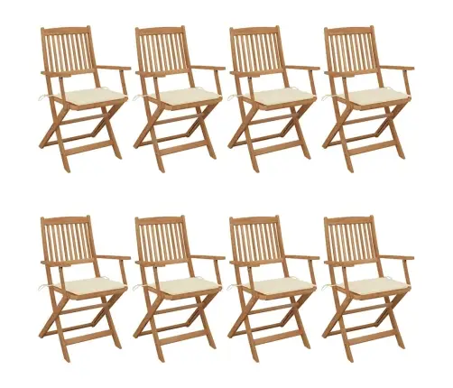 Saliekami Dārza Krēsli Ar Matračiem, 8 Gab., Akācijas Masīvkoks Vidaxl