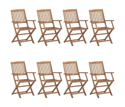 Saliekami Dārza Krēsli Ar Matračiem, 8 Gab., Akācijas Masīvkoks Vidaxl