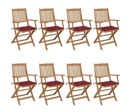 Saliekami Dārza Krēsli Ar Matračiem, 8 Gab., Akācijas Masīvkoks Vidaxl