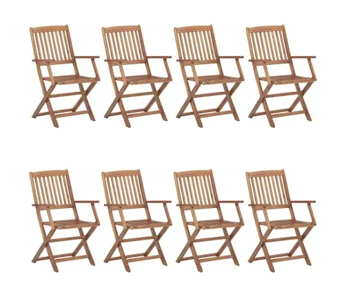 Saliekami Dārza Krēsli Ar Matračiem, 8 Gab., Akācijas Masīvkoks Vidaxl