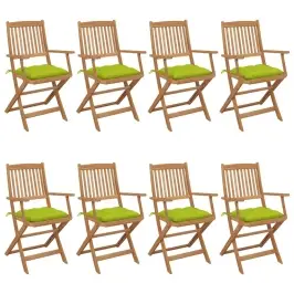 Saliekami Dārza Krēsli Ar Matračiem, 8 Gab., Akācijas Masīvkoks Vidaxl