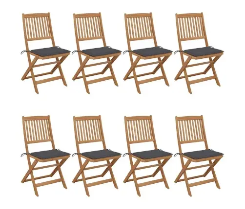 Saliekami Dārza Krēsli Ar Matračiem, 8 Gab., Akācijas Masīvkoks Vidaxl