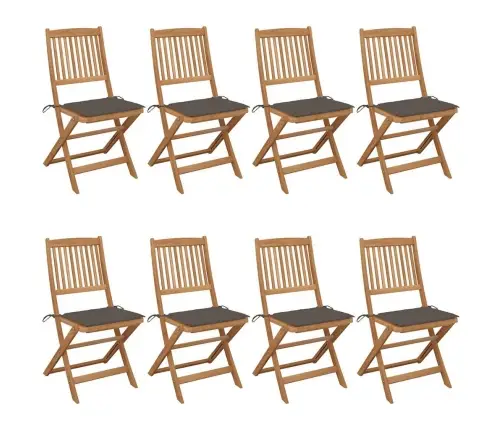 Saliekami Dārza Krēsli Ar Matračiem, 8 Gab., Akācijas Masīvkoks Vidaxl