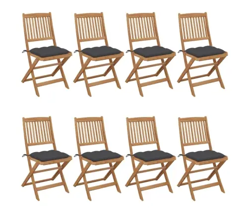 Saliekami Dārza Krēsli Ar Spilveniem, 8 Gb., Akācijas Masīvkoks Vidaxl