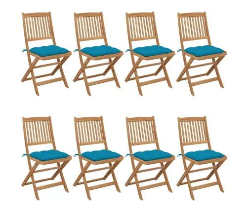 Saliekami Dārza Krēsli Ar Spilveniem, 8 Gb., Akācijas Masīvkoks Vidaxl Saliekami Dārza Krēsli Ar Spilveniem, 8 Gb., Akācijas Masīvkoks Vidaxl