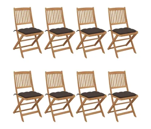 Saliekami Dārza Krēsli Ar Spilveniem, 8 Gb., Akācijas Masīvkoks Vidaxl