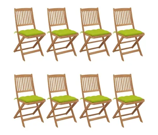 Saliekami Dārza Krēsli Ar Spilveniem, 8 Gb., Akācijas Masīvkoks Vidaxl