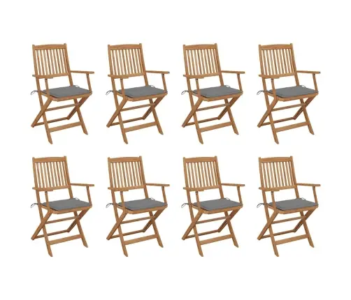 Kokkupandavad Välitoolid Patjadega, 8 Tk, Akaatsiapuit