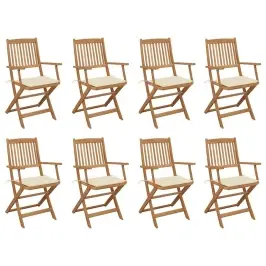 Sulankstomos Lauko Kėdės Su Pagalvėlėmis, 8Vnt., Akacija