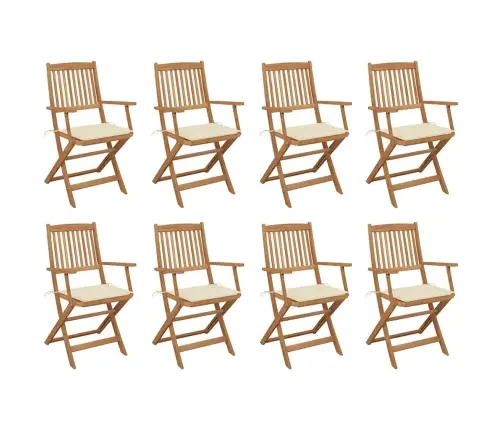 Kokkupandavad Välitoolid Patjadega, 8 Tk, Akaatsiapuit