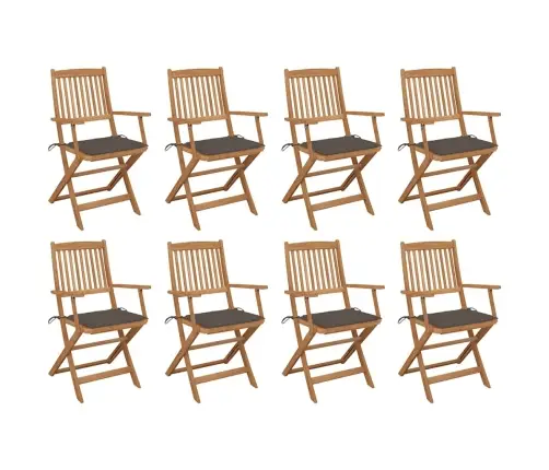 Saliekami Āra Krēsli Ar Matračiem, 8 Gab., Akācijas Masīvkoks Vidaxl