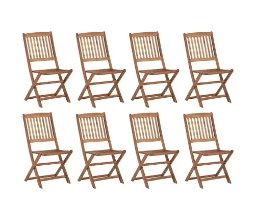Saliekami Āra Krēsli Ar Matračiem, 8 Gab., Akācijas Masīvkoks Vidaxl