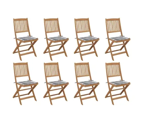 Kokkupandavad Välitoolid Patjadega, 8 Tk, Akaatsiapuit