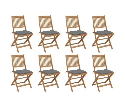 Saliekami Āra Krēsli Ar Matračiem, 8 Gab., Akācijas Masīvkoks Vidaxl