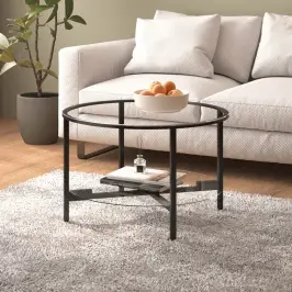 Kafijas Galdiņš, Melns Un Caurspīdīgs, 70 Cm, Rūdīts Stikls Vidaxl