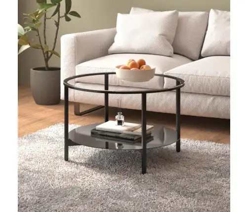 Teelaud, Must Ja Läbipaistev, 70 cm Karastatud Klaas