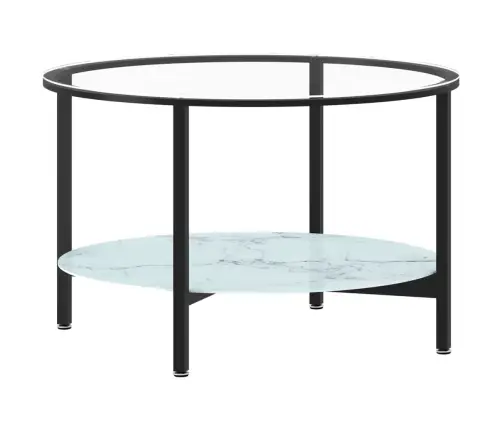Kafijas Galdiņš, Melns Un Balta Marmora, 70 Cm, Rūdīts Stikls Vidaxl