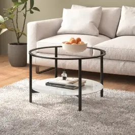Kafijas Galdiņš, Melns Un Balta Marmora, 70 Cm, Rūdīts Stikls Vidaxl