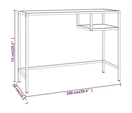 Datorgalds, Melns Marmora Raksts, 100X36X74 Cm, Rūdīts Stikls Vidaxl
