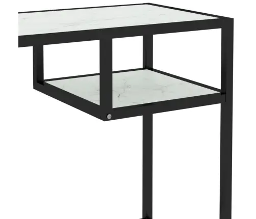 Datorgalds, Balts Marmora Raksts, 100X36X74 Cm, Rūdīts Stikls Vidaxl