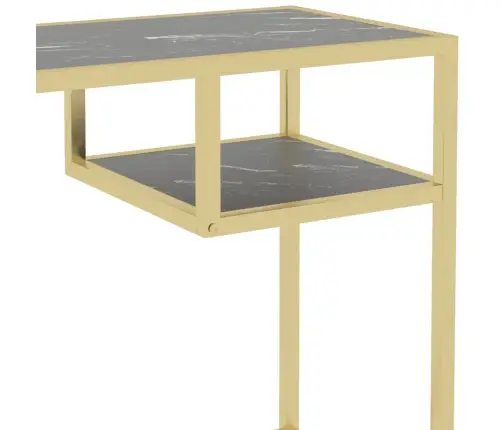 Datorgalds, Melns Marmora Raksts, 100X36X74 Cm, Rūdīts Stikls Vidaxl