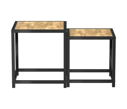 Tējas Galdiņi, 2 Gab., Melni Ar Dzeltenu, Mdf Vidaxl