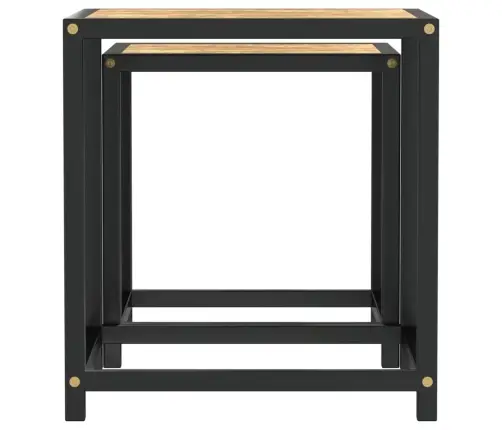 Tējas Galdiņi, 2 Gab., Melni Ar Dzeltenu, Mdf Vidaxl