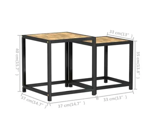 Tējas Galdiņi, 2 Gab., Melni Ar Dzeltenu, Mdf Vidaxl