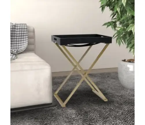 Galdiņš, Salokāms, Zelta Un Melna Krāsa, 48X34X61 Cm, Mdf Vidaxl