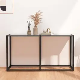 Konsoollaud, Valge Marmor, 140 X 35 X 75,5 cm Karastatud Klaas