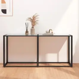 Konsoles Galdiņš, Marmora Raksts, 160X35X75,5 Cm, Rūdīts Stikls Vidaxl