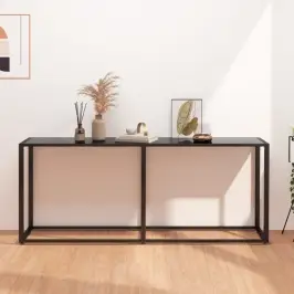 Konsoles Galdiņš, Melns, 180X35X75,5 Cm, Rūdīts Stikls Vidaxl