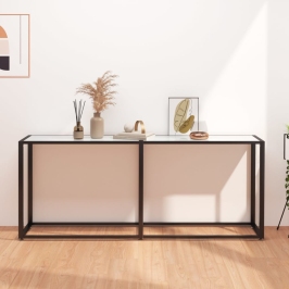 Konsoles Galdiņš, Marmora Raksts, 180X35X75,5 Cm, Rūdīts Stikls Vidaxl