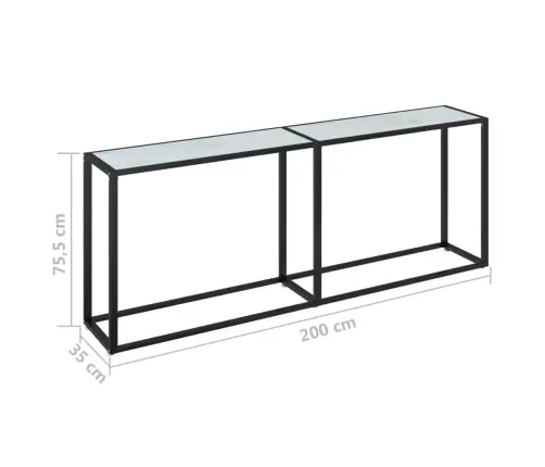 Konsoles Galdiņš, Marmora Raksts, 200X35X75,5 Cm, Rūdīts Stikls Vidaxl