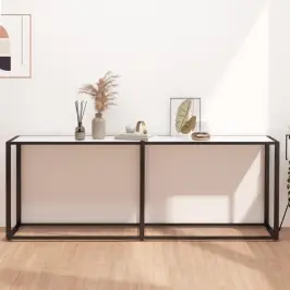 Konsoles Galdiņš, Marmora Raksts, 200X35X75,5 Cm, Rūdīts Stikls Vidaxl