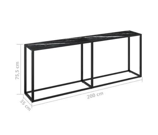 Konsoles Galdiņš, Marmora Raksts, 200X35X75,5 Cm, Rūdīts Stikls Vidaxl