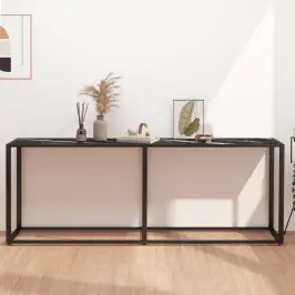 Konsoles Galdiņš, Marmora Raksts, 200X35X75,5 Cm, Rūdīts Stikls Vidaxl