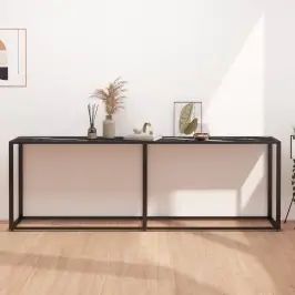 Konsoles Galdiņš, Marmora Raksts, 220X35X75,5 Cm, Rūdīts Stikls Vidaxl