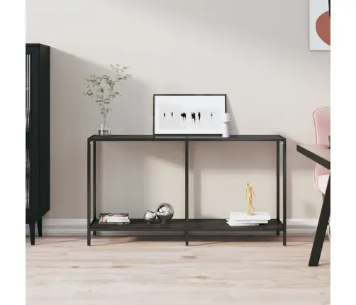 Konsolinis Staliukas, Juodas, 140X35X75,5cm Grūdintas Stiklas