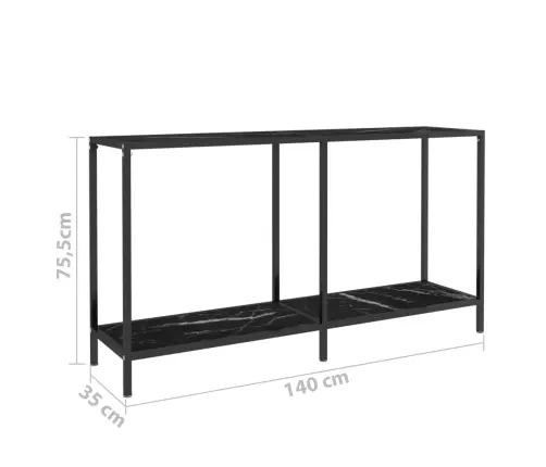 Konsolinis Staliukas, Juodas, 140X35X75,5cm Grūdintas Stiklas
