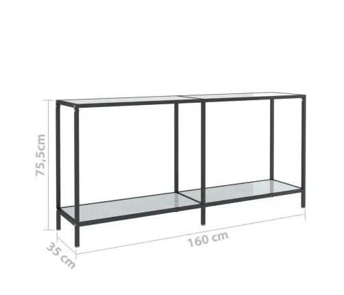 Konsolinis Staliukas, Baltas, 160X35X75,5cm Grūdintas Stiklas