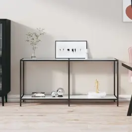 Konsoles Galdiņš, 160X35X75,5 Cm, Balts, Rūdīts Stikls Vidaxl