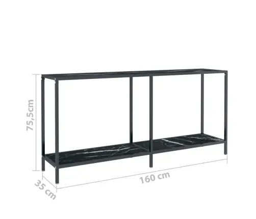 Konsolinis Staliukas, Juodas, 160X35X75,5cm Grūdintas Stiklas Konsolinis Staliukas, Juodas, 160X35X75,5cm Grūdintas Stiklas